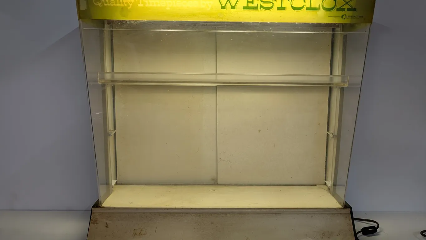 Vintage Westclox Lighted Countertop Display Case