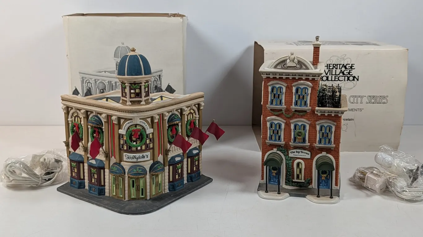 Department 56 "Christmas In The City" Porcelain Village Buildings (2)