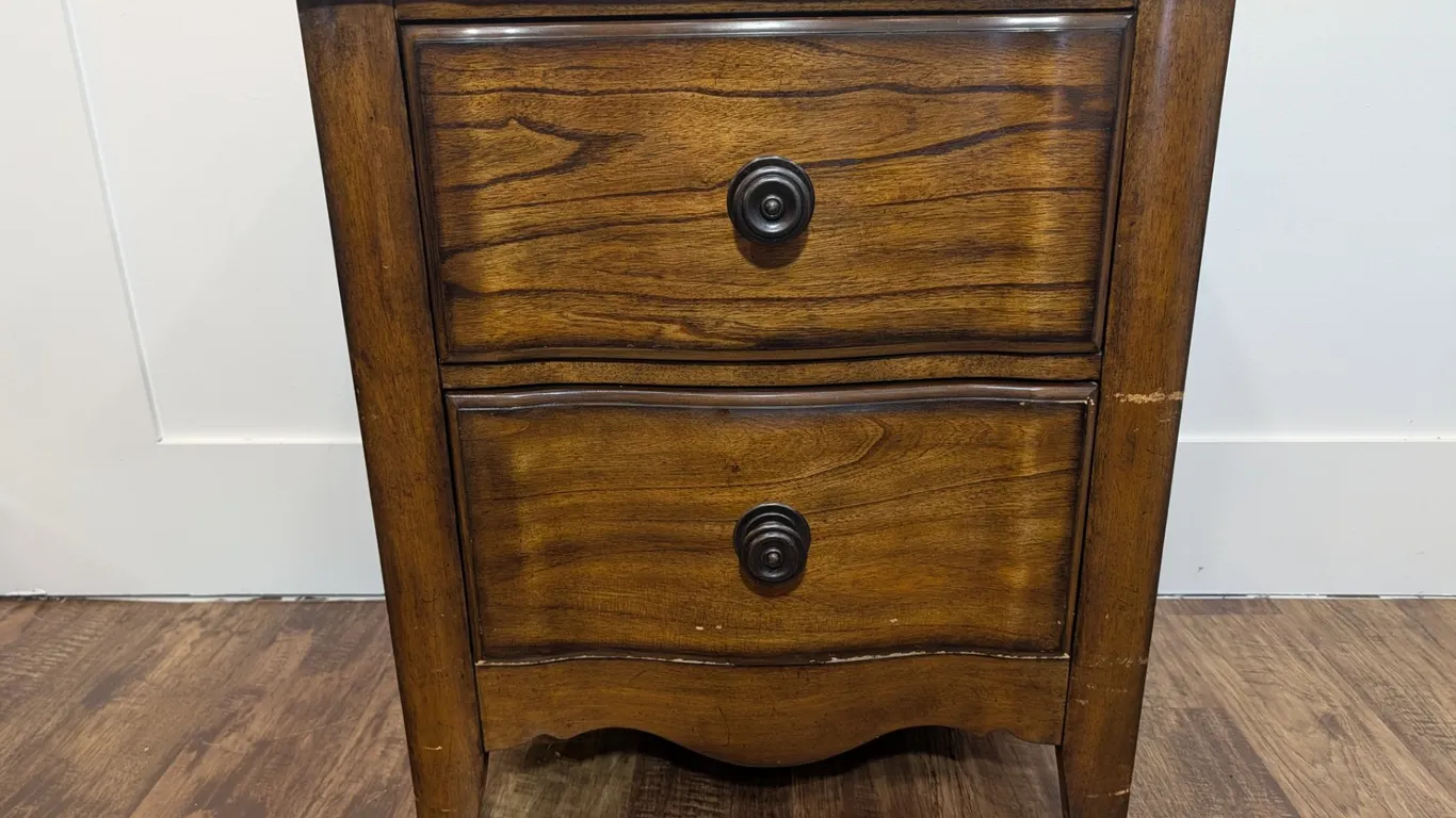 Century Furniture Wood Nightstand with Stone Top