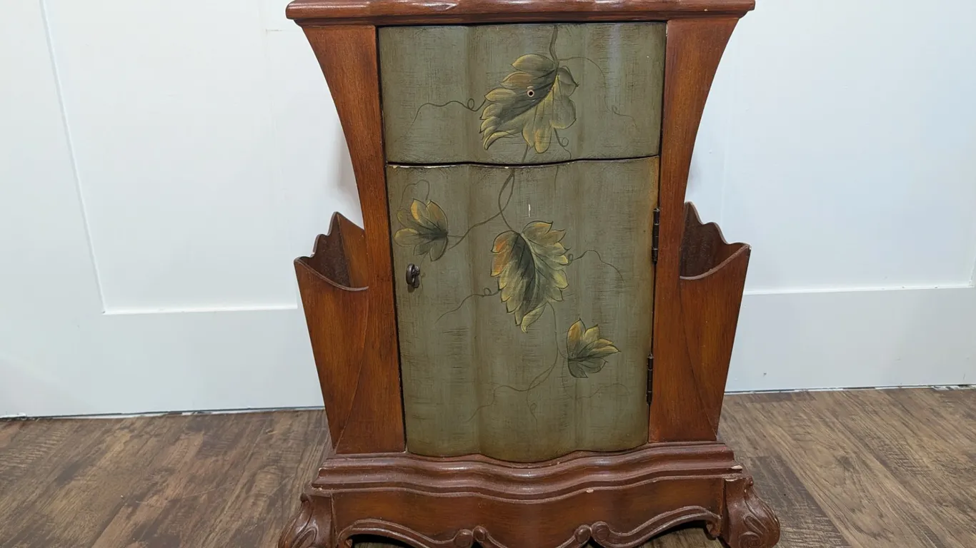Hand-Painted Cabinet with Magazine Holders