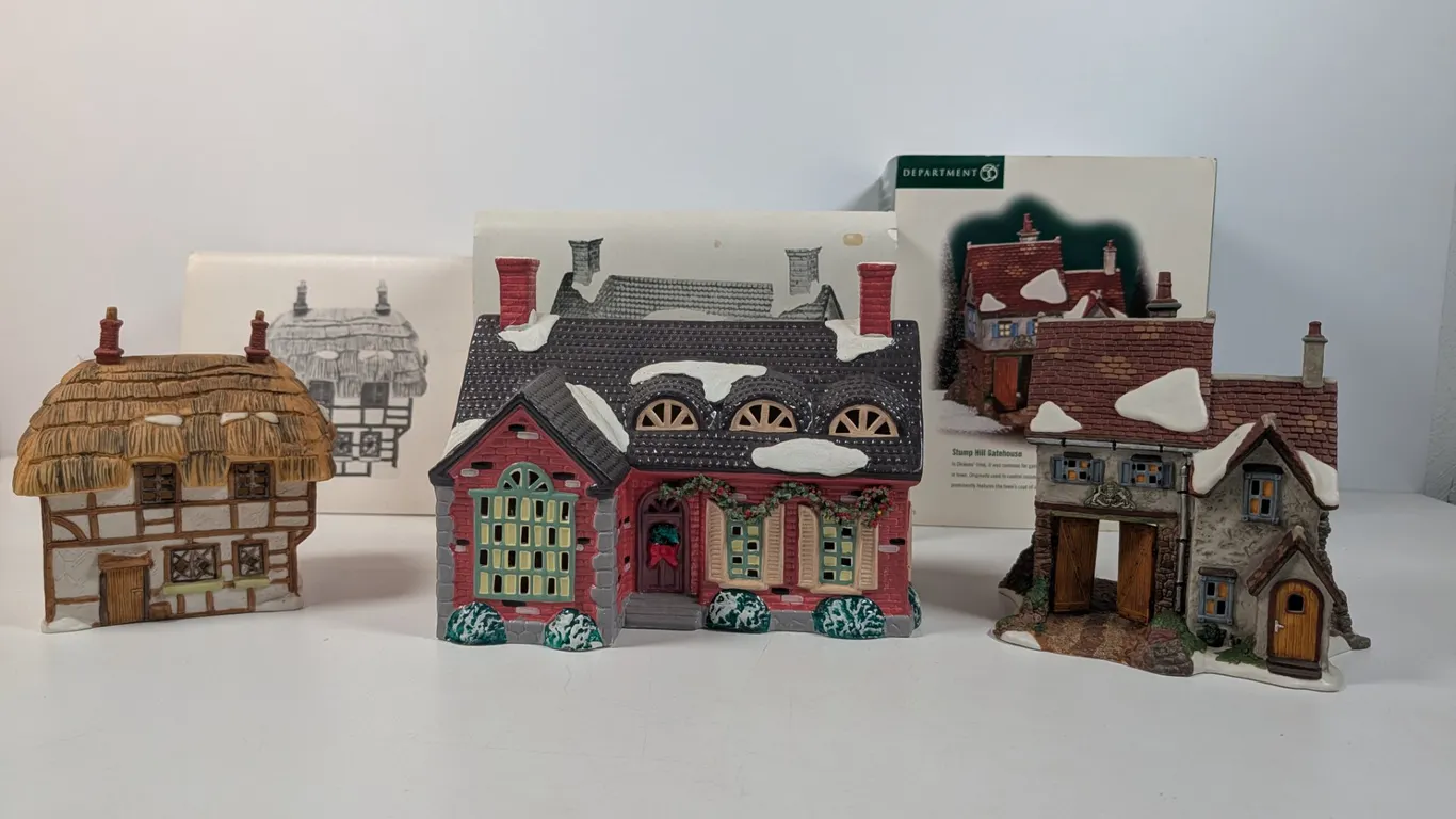 Dept 56 Snow Village and Dickens Village Christmas Houses (Set of 3)