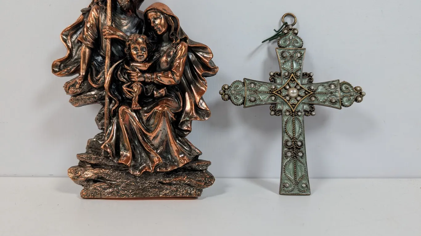 Holy Family Figurine and Decorative Cross