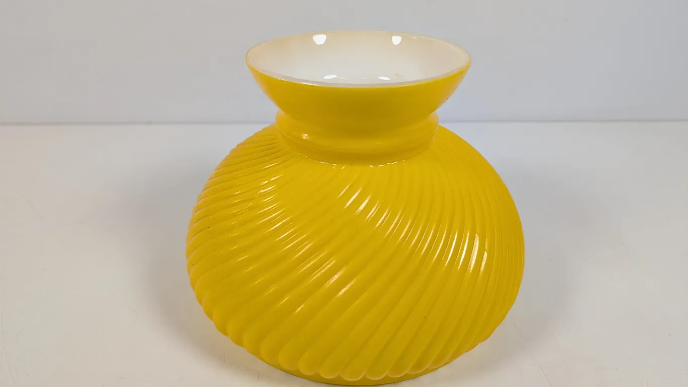 Vintage Yellow Swirled Glass Lamp Shade Globe
