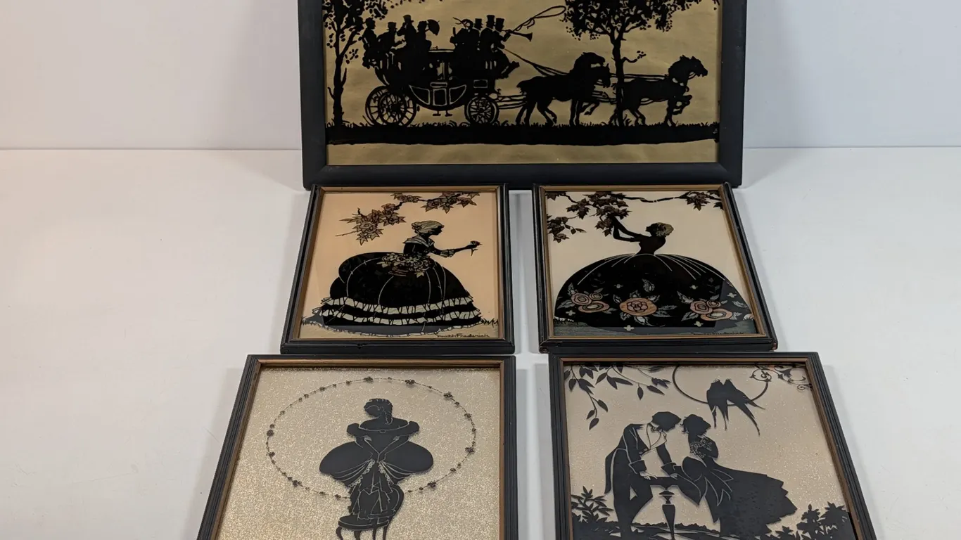 VintageSilhouette Art Lot of 5