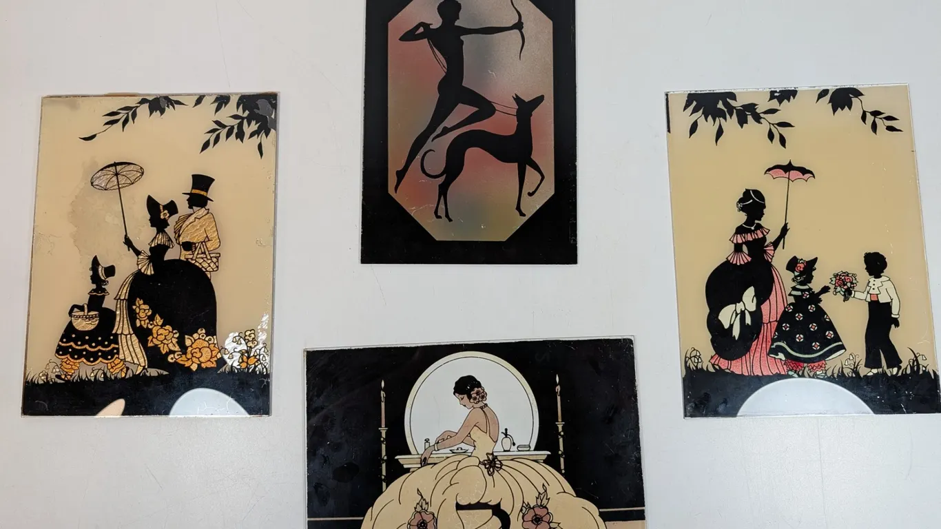 Vintage Reverse Painted Silhouette Art Panels (4)