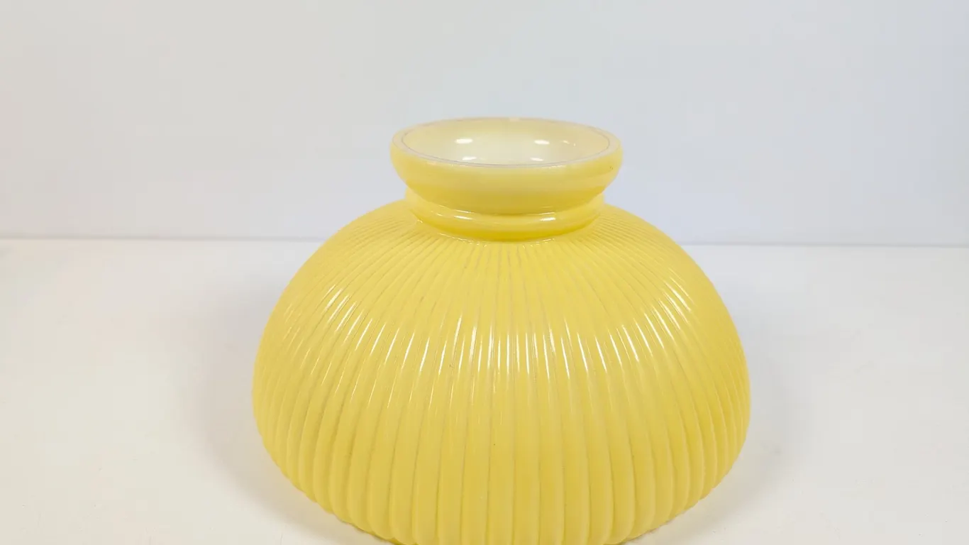 Vintage Yellow Ribbed Glass Lamp Shade