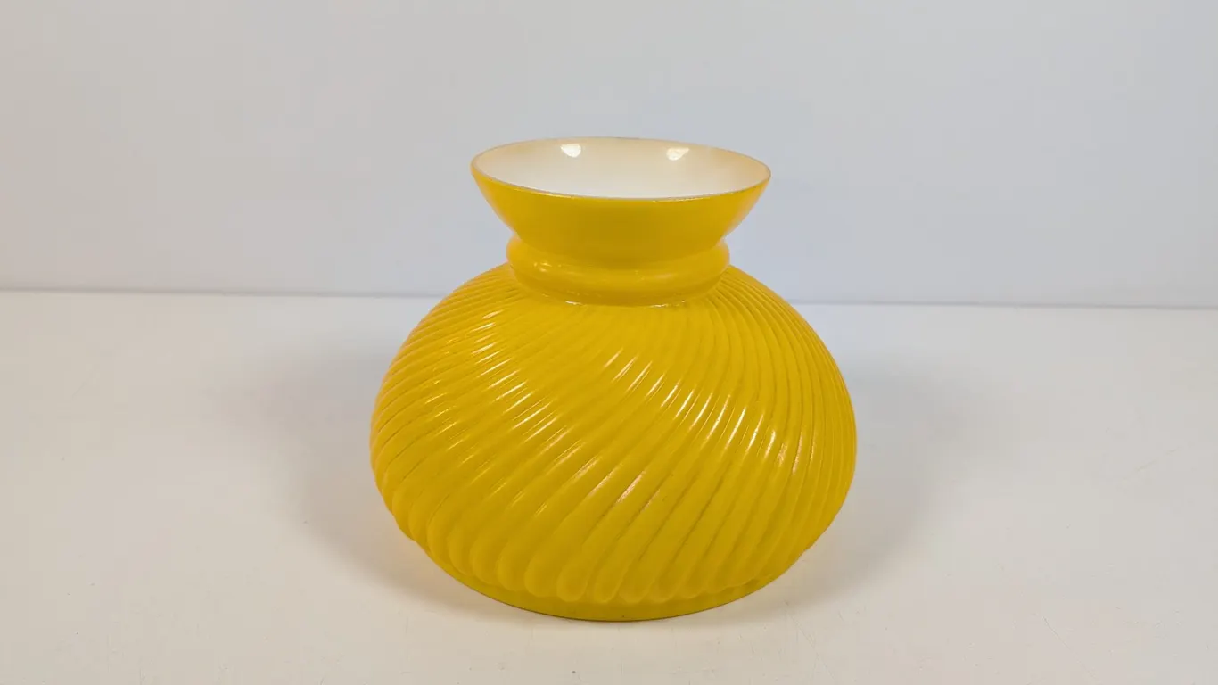 Vintage Yellow Swirl Ribbed Glass Lamp Shade