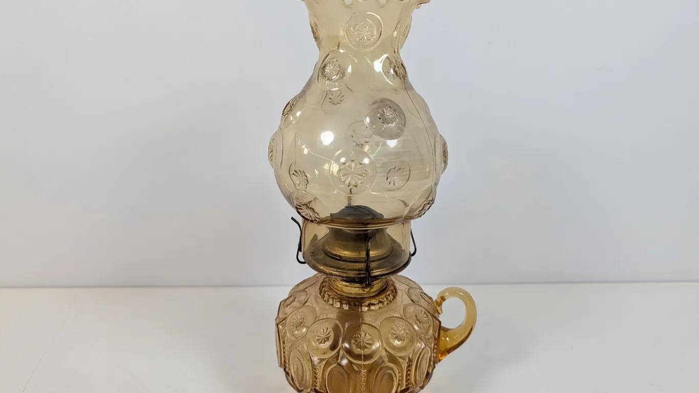 Vintage Amber Moon and Stars Kerosene Lamp