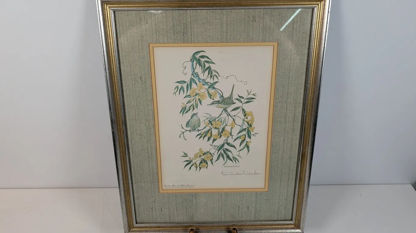 Anne Worsham Richardson Carolina Wren with Yellow Jessamine Print