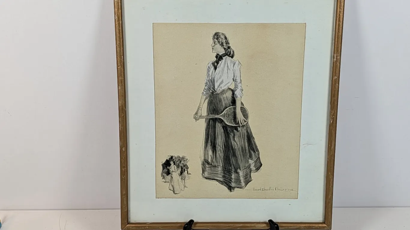Howard Chandler Christy 1900 Framed Print - Woman with Tennis Racket