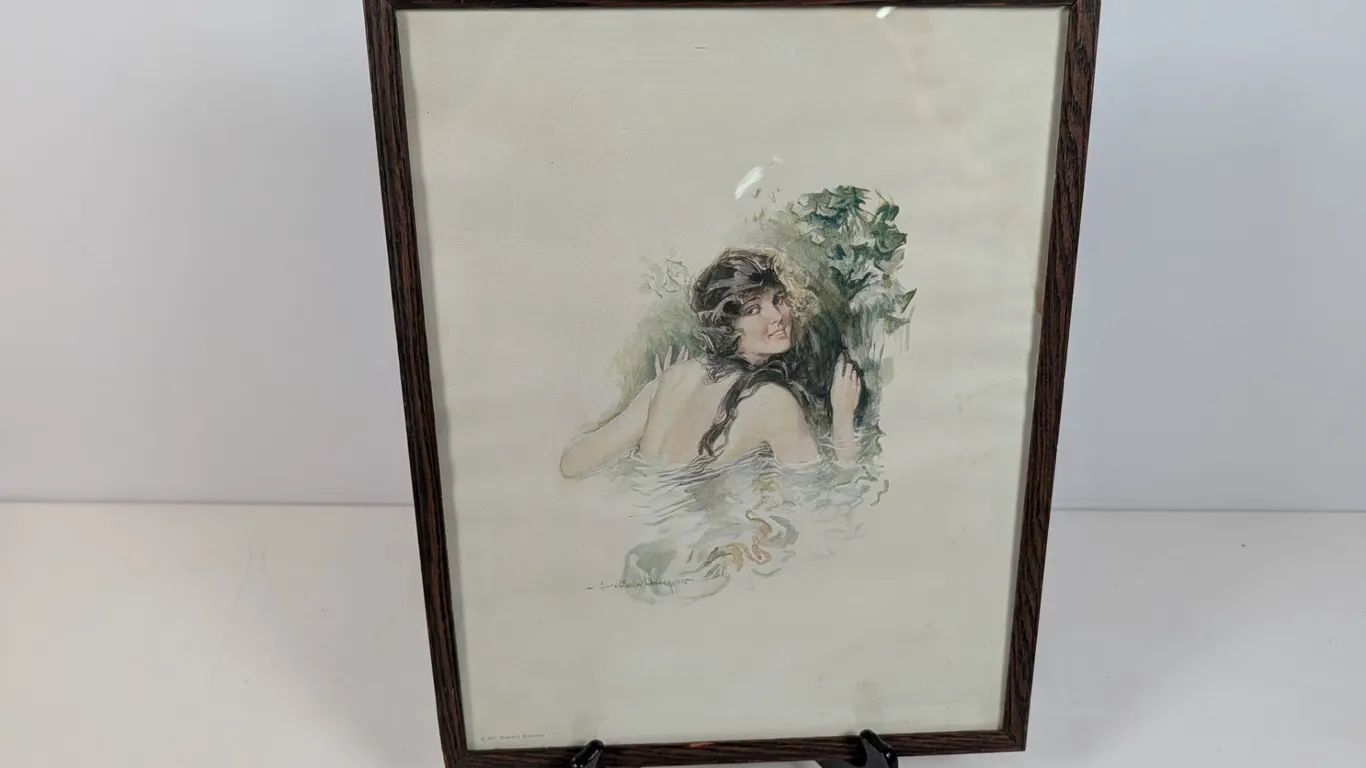 Harrison Fisher 1915 "Awakening" Print in Frame