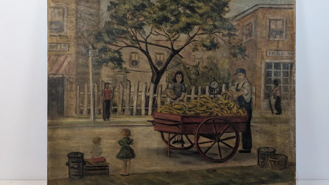 Arthur M. White Jr. Street Scene Painting - Banana Vendor