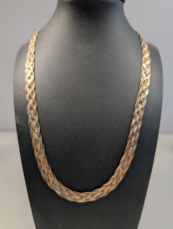 Sterling Silver Braided Herringbone Necklace