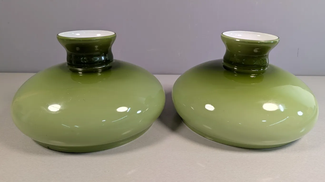 Pair of Green Glass Lamp Shades