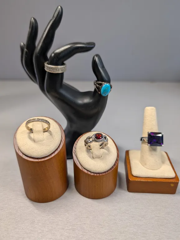 Assorted Sterling Silver Rings with Colored Stones
