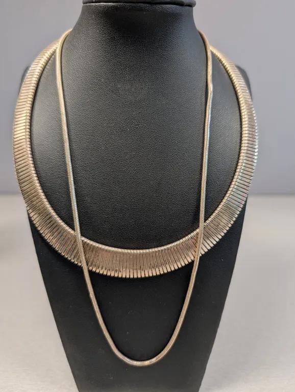 Sterling Silver Omega and Snake Chain Necklaces