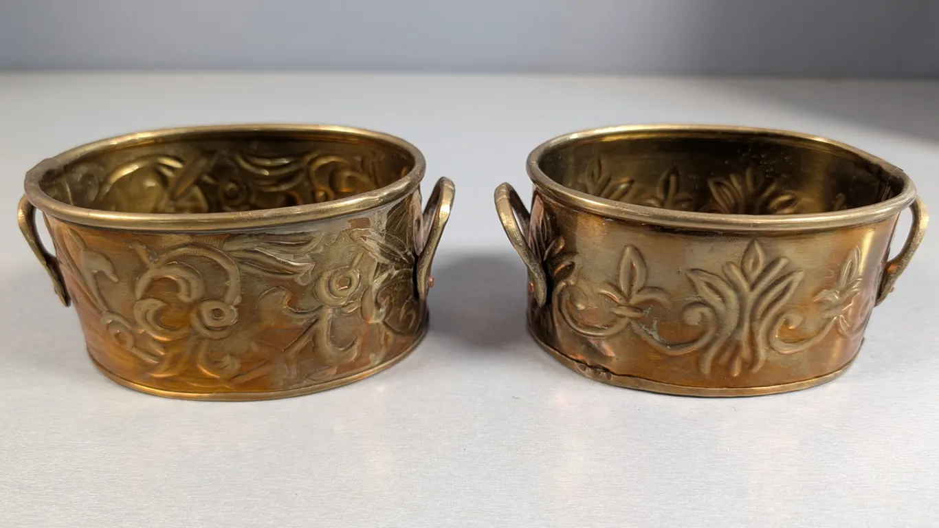Hosley Solid Brass Oval Planters, Set of 2