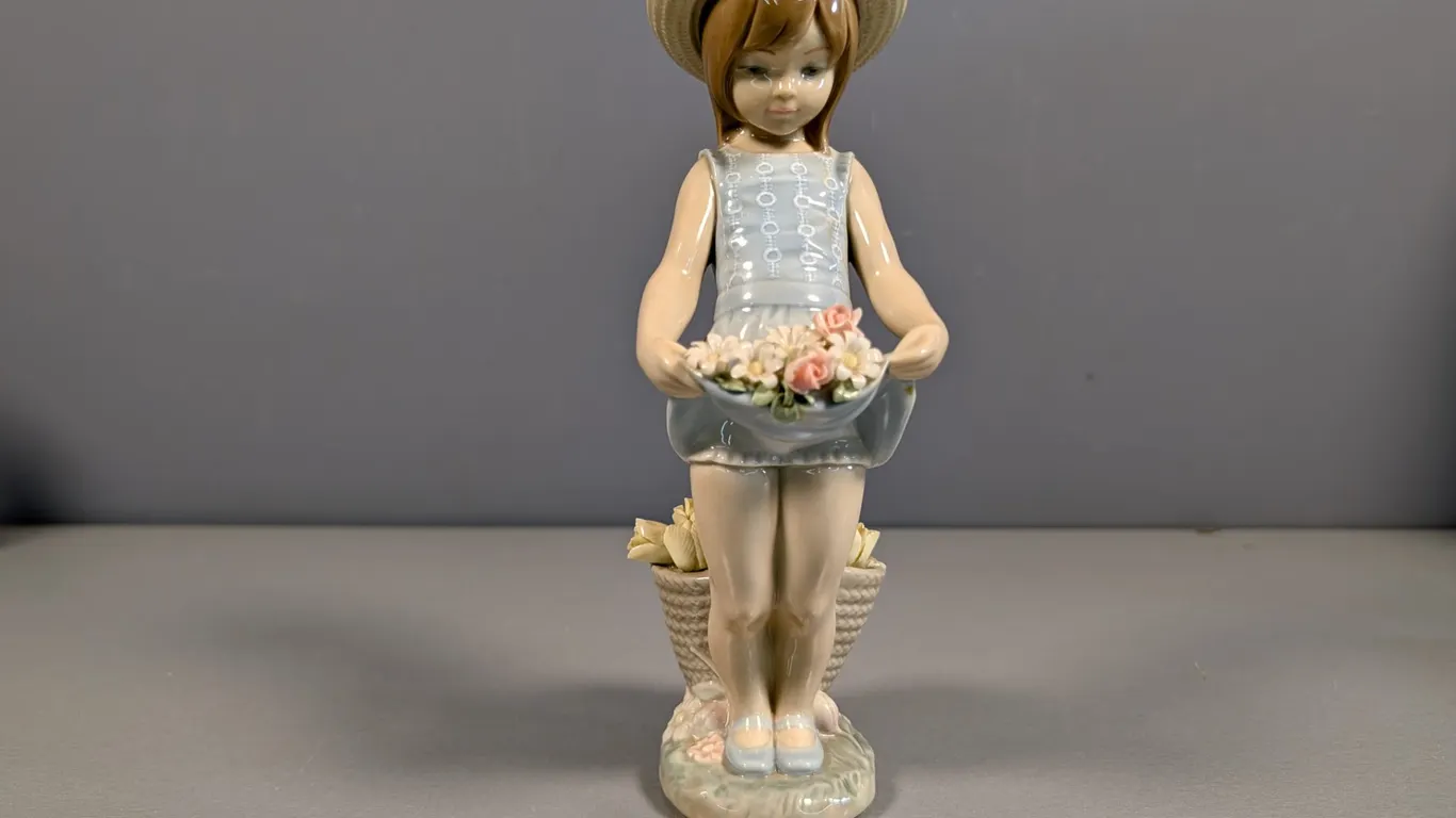 Lladro "Girl with Basket of Flowers" Figurine