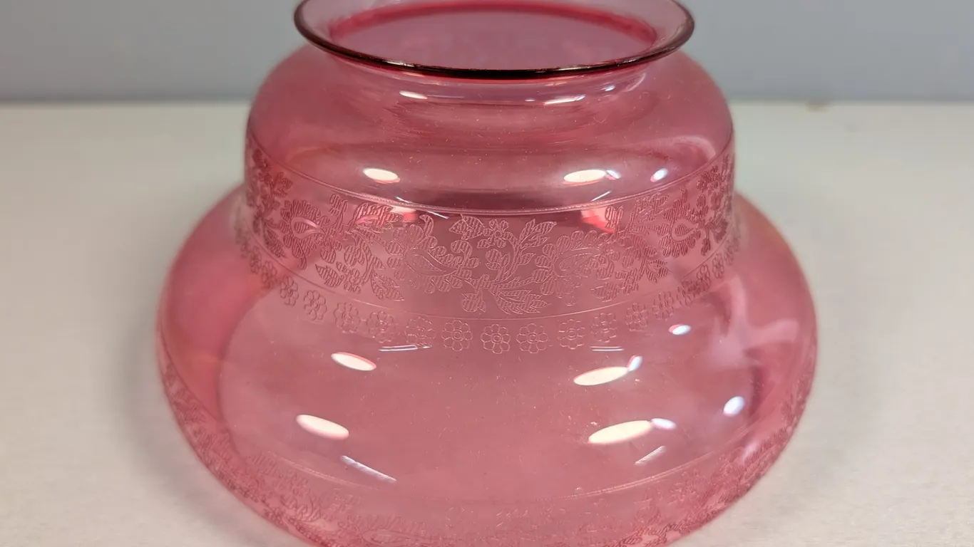 Ruby Red Etched Glass Lamp Globe/Shade