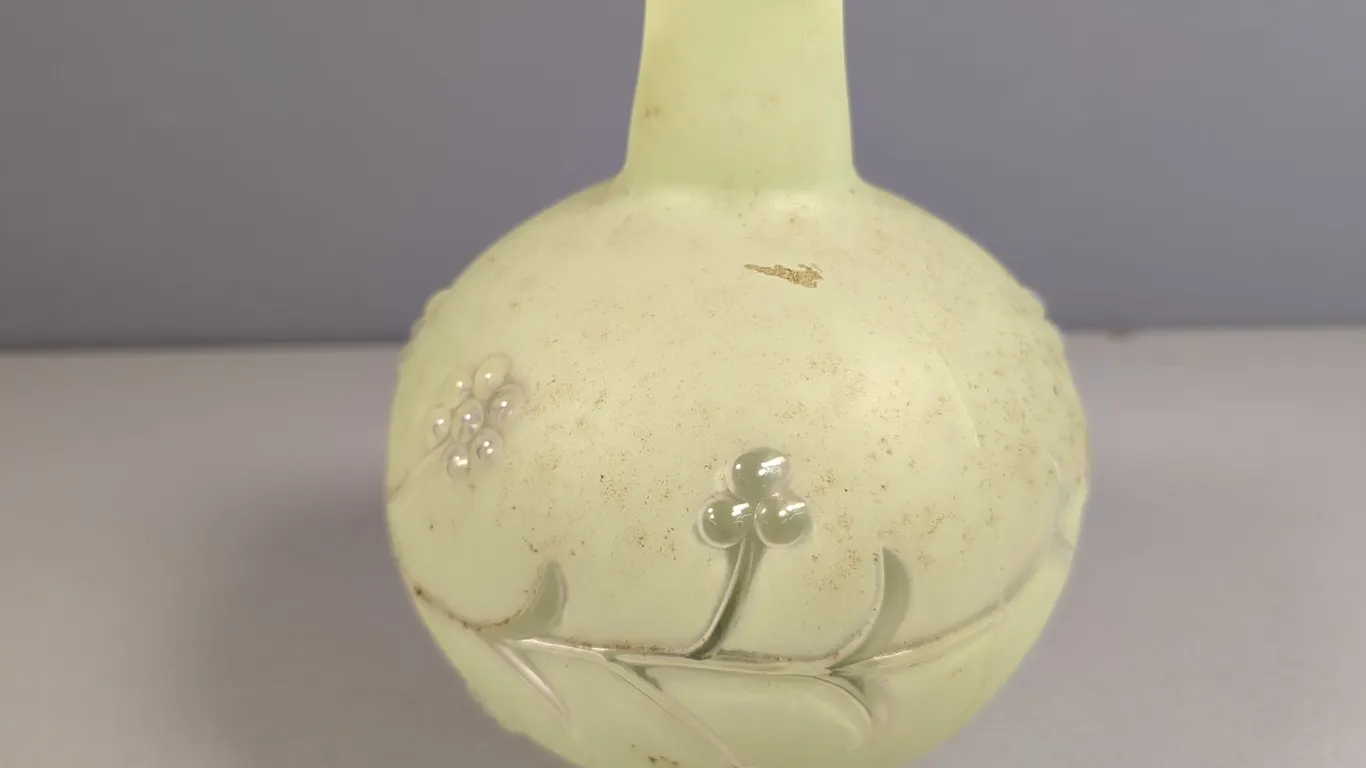 Frosted Glass Lamp Globe with Floral Relief