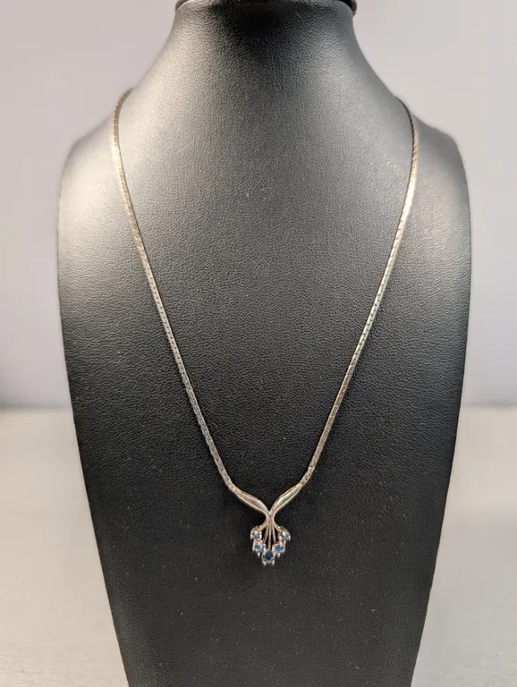 Sterling Silver Sapphire Cluster Necklace