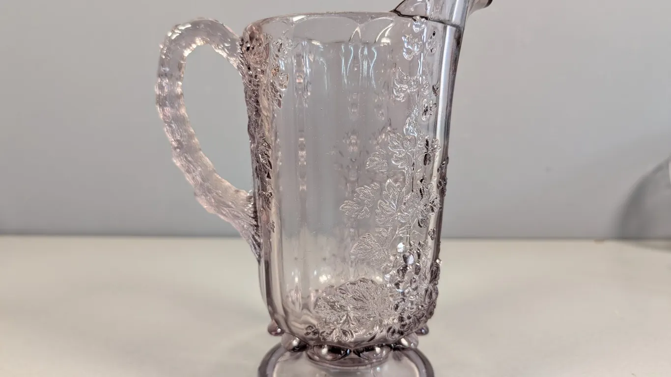 Amethyst Purple Glass Grape & Cable Pitcher