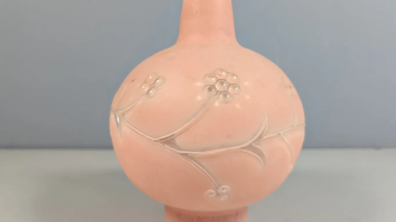Vintage Pink Frosted Glass Floral Lamp Globe