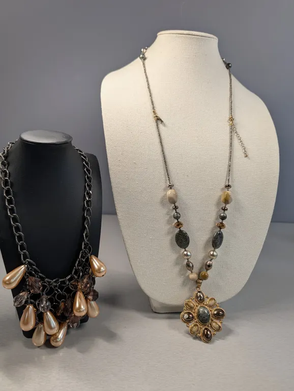Lot of Two Fashion Necklaces with Beaded and faux Pearl Designs