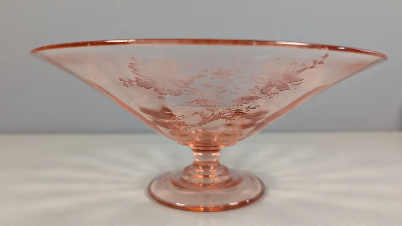 Pink Depression Glass Footed Bowl