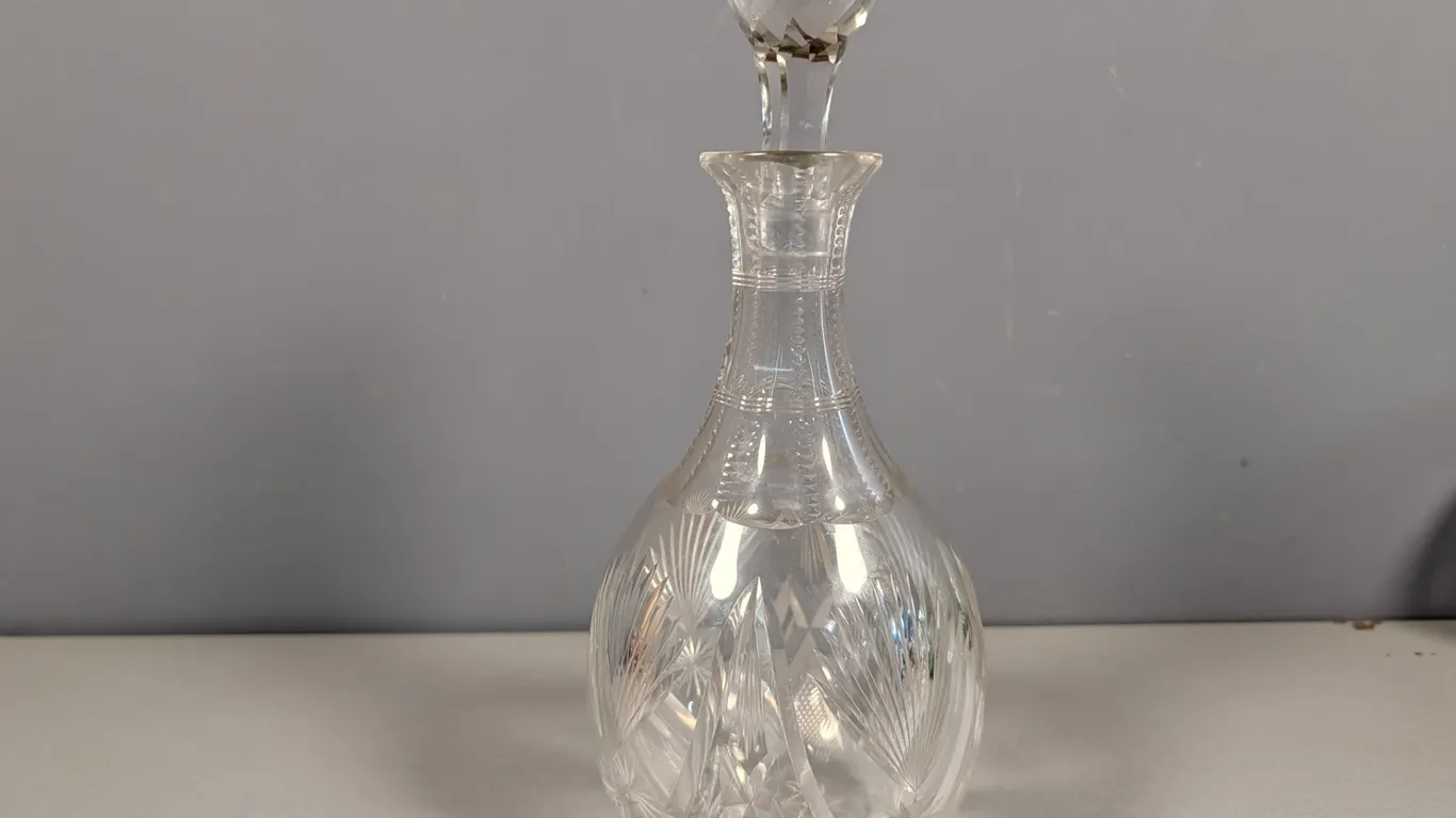 Cut Glass Decanter with Faceted Stopper