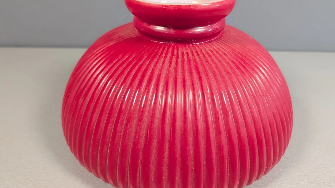 Ribbed Red Glass Lamp Globe