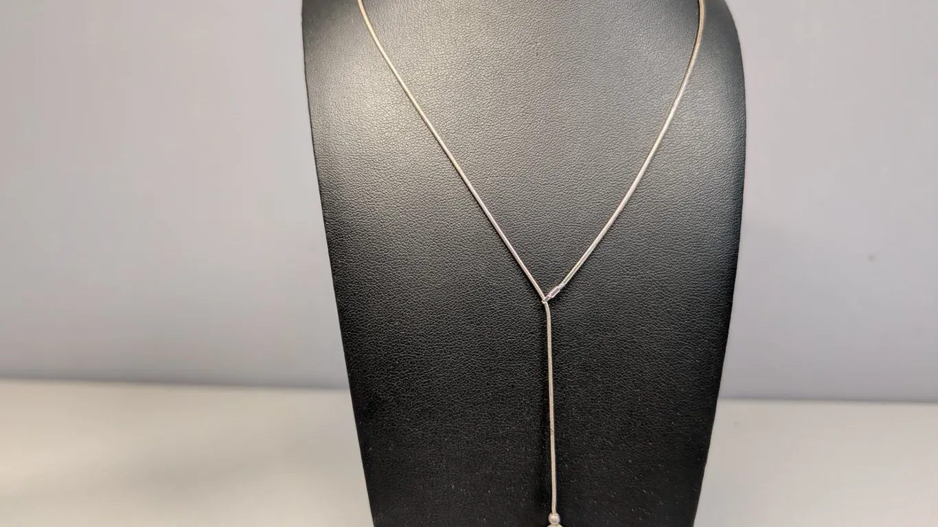 Sterling Silver pearl like Slider Chain Necklace