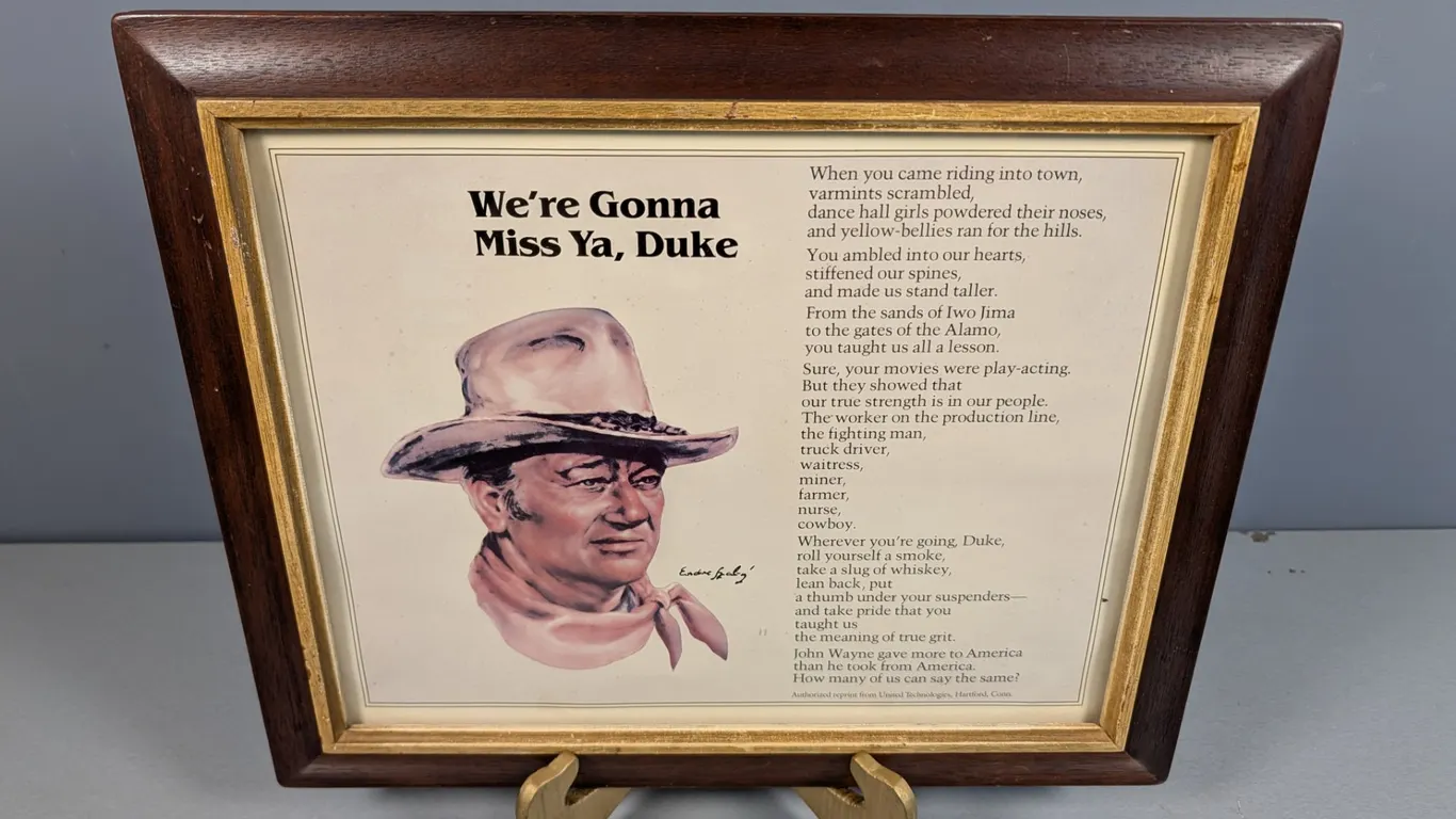 Framed John Wayne 'We're Gonna Miss Ya, Duke' Print