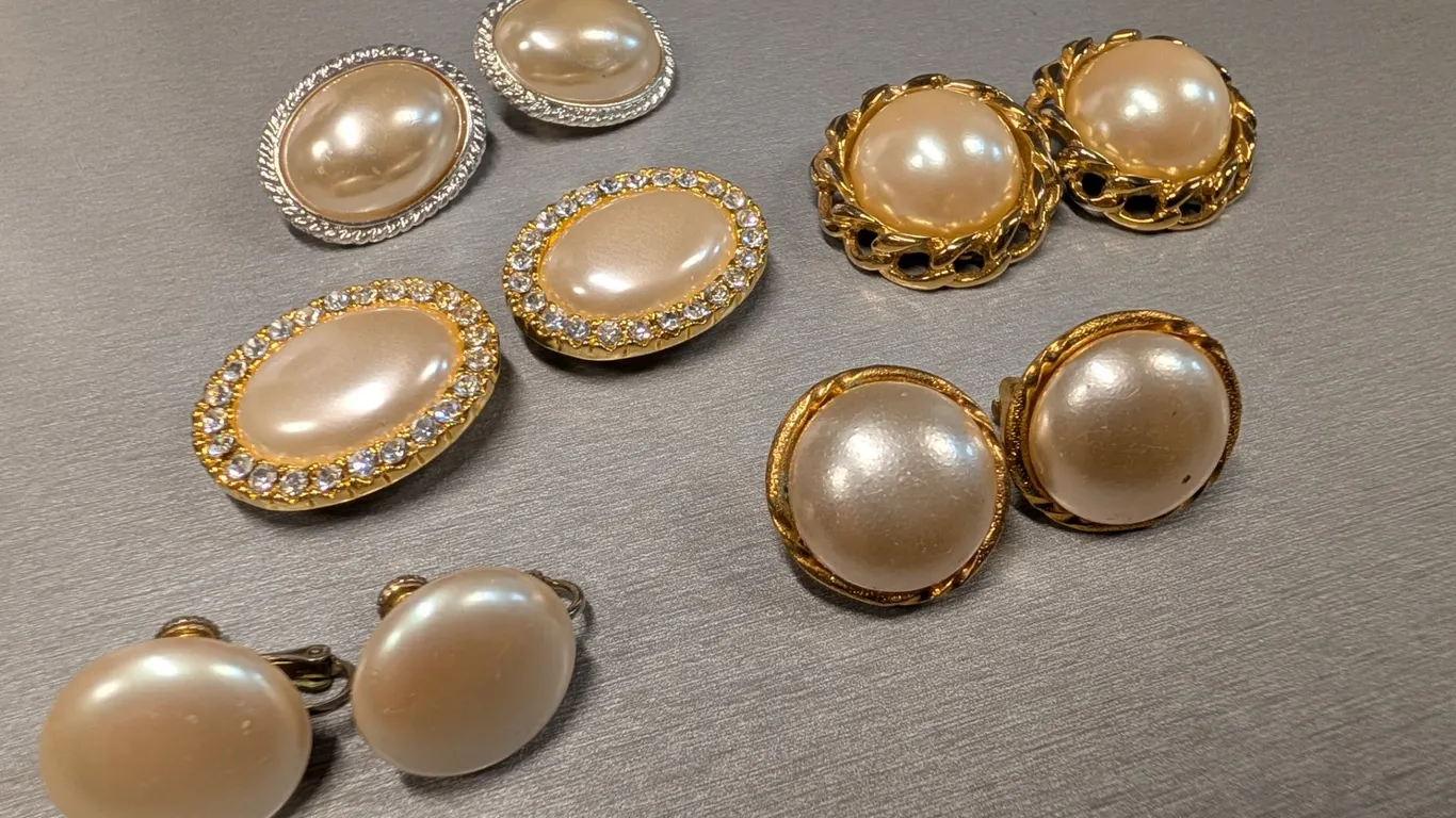 Lot of Faux Pearl Clip-On Earrings