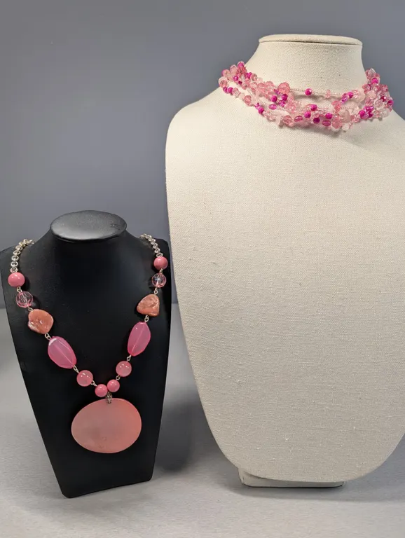 Pink Beaded Necklace Set