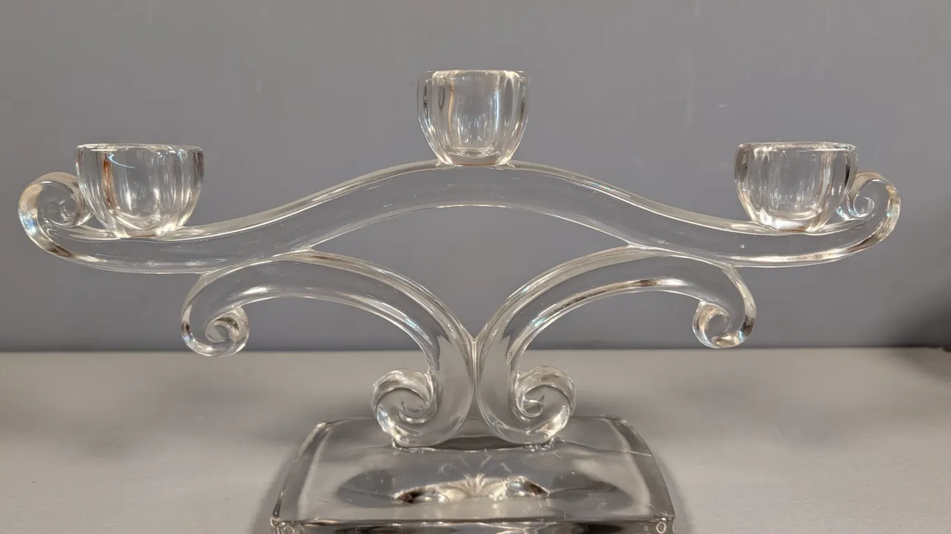 Clear Glass Three-Light Candelabra