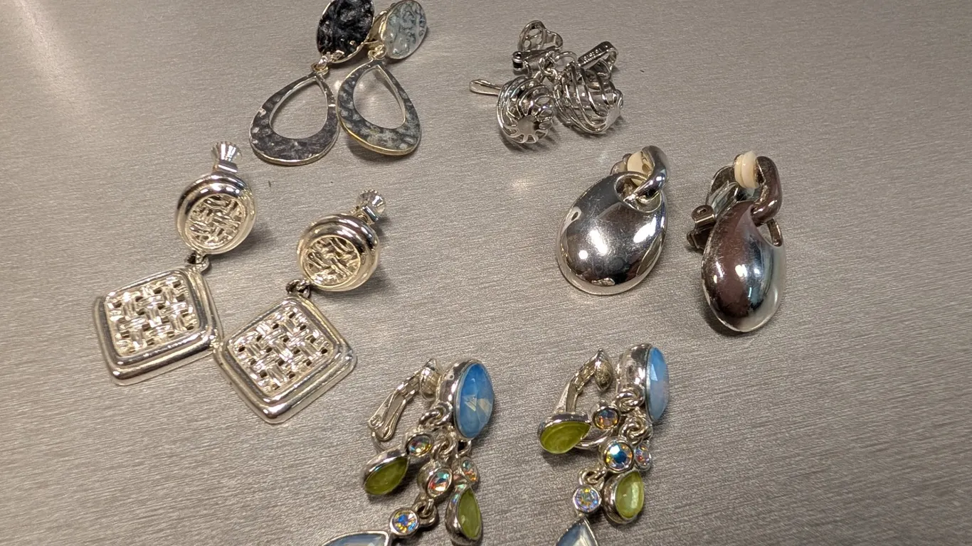 Assorted Silver-Toned Clip-On Earrings Lot
