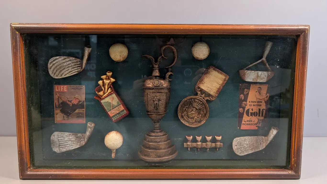 Vintage Golf Themed Shadow Box Wall Art