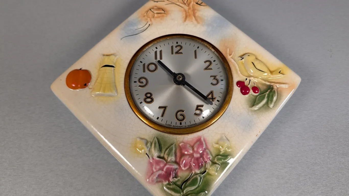 Vintage Sessions Ceramic Wall Clock with Seasonal Relief