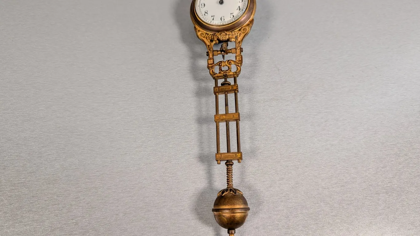 Antique Ornate Brass Torsion Pendulum Clock