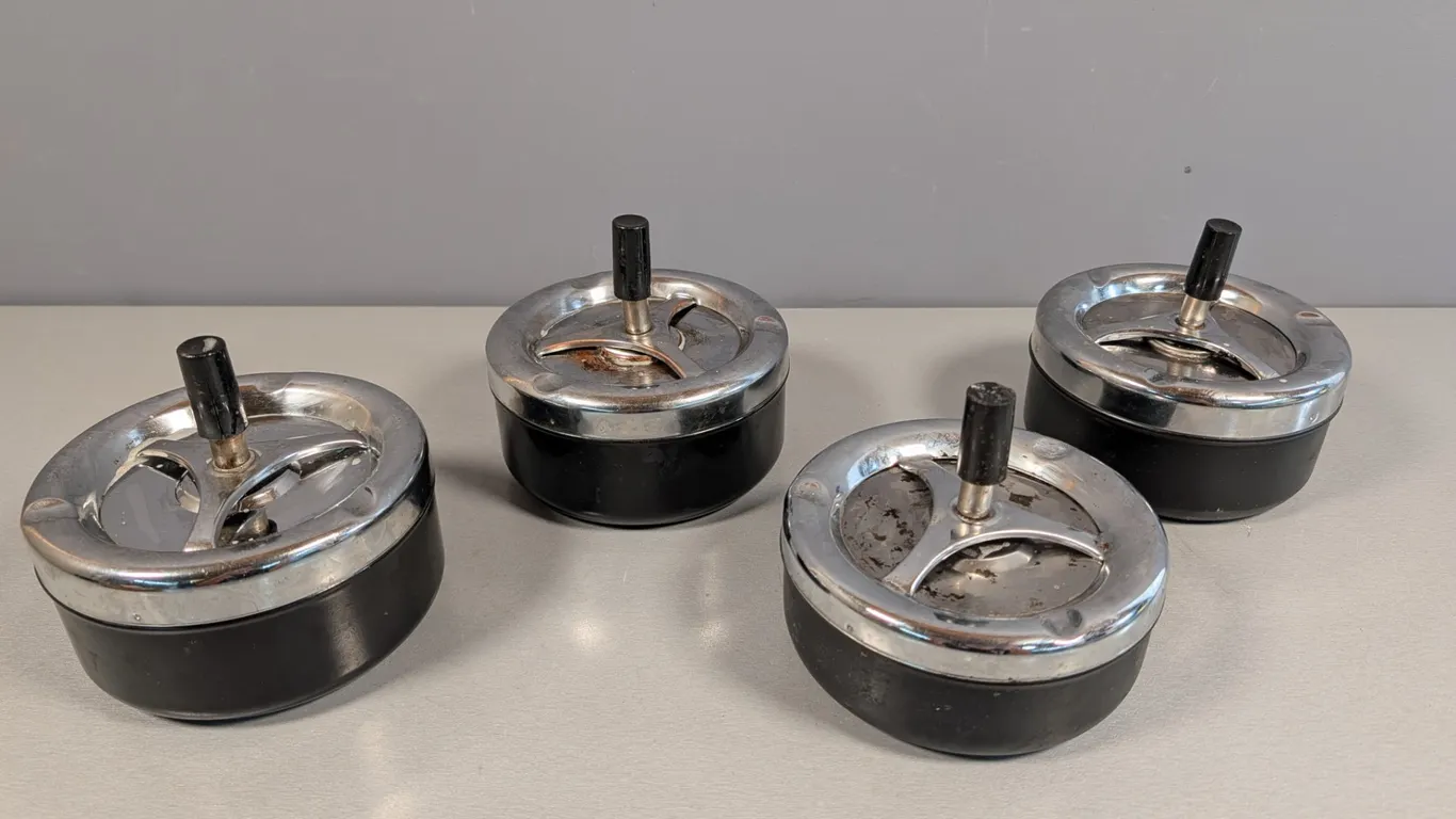 Vintage Push-Down Ashtrays, Set of 4