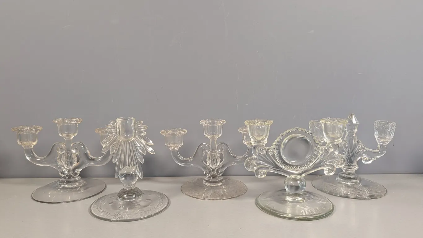 Set of Five Crystal Candelabras