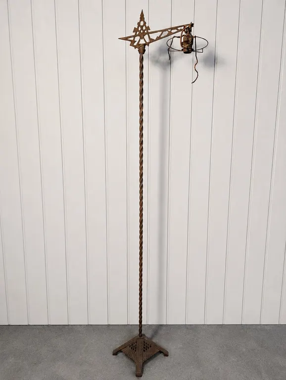 Antique Cast Iron Floor Lamp with Twisted Column