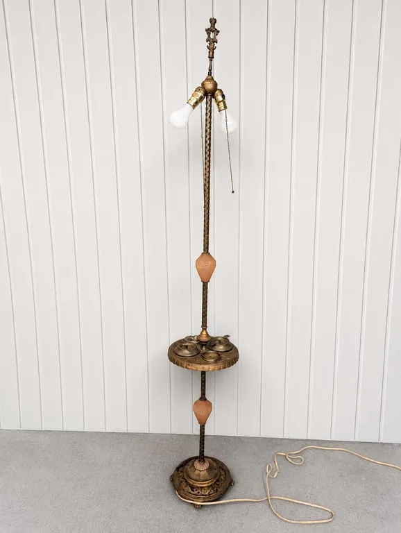 Vintage Cast metal Floor Lamp with Integrated Ashtrays
