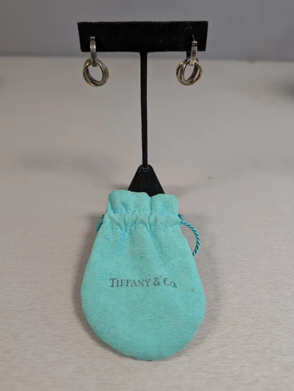 Tiffany & Co. Sterling Silver and Gold Interlocking Hoop Earrings