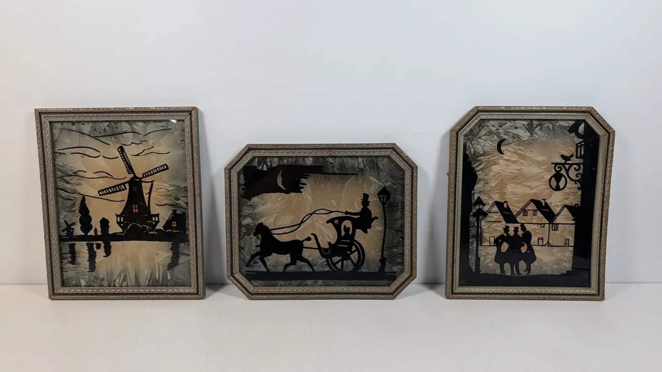 Silhouette Art Framed Shadow Box Scenes, Set of 3