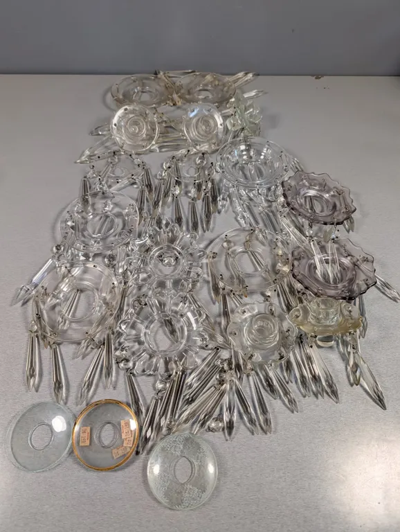 Vintage Crystal Chandelier Parts: Bobeches and Prisms