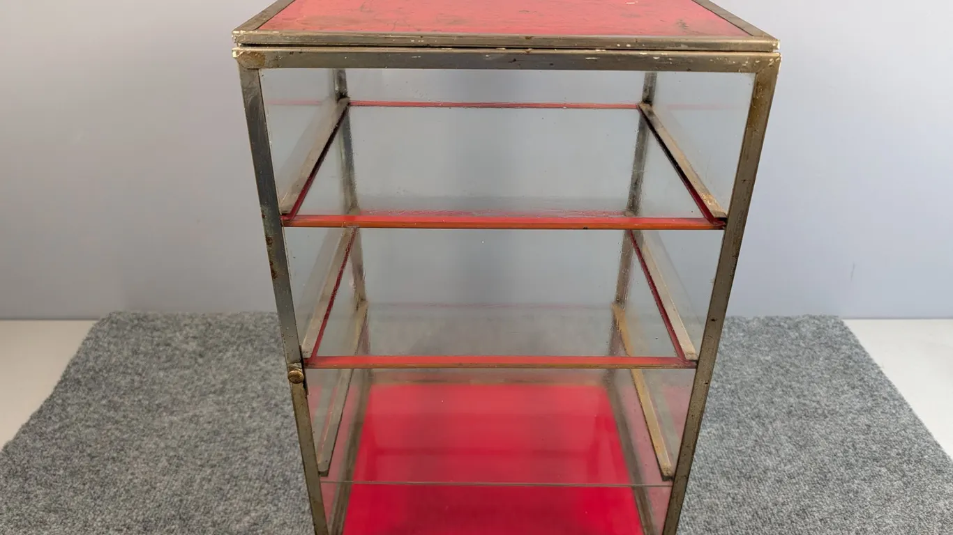 Vintage Metal and Glass Hinged Display Case