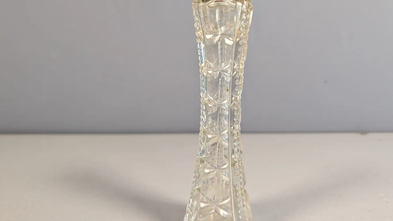 Antique Hallmarked Silver-Plated Cut Glass Scent Bottle