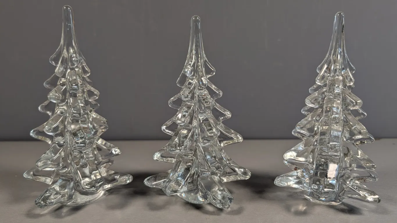 Clear Glass Christmas Tree Figurines